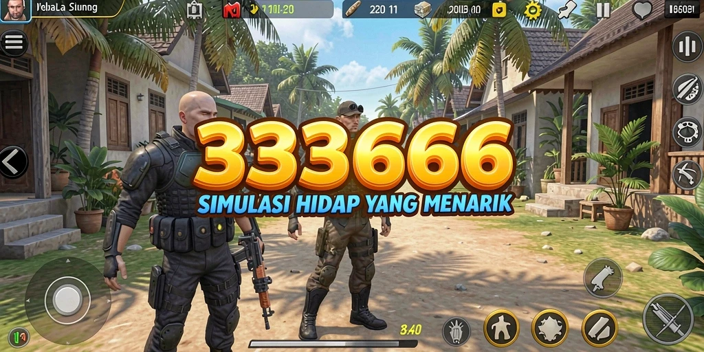 Tampilan gameplay <strong>333666</strong> yang menggambarkan simulasi kehidupan sehari-hari.
