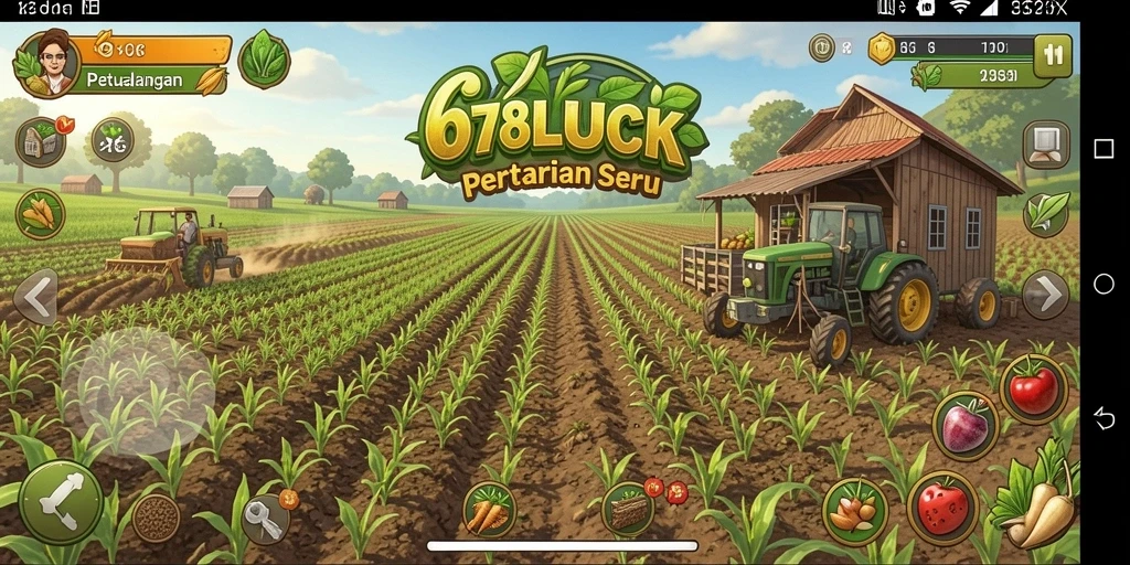 Screenshot menunjukkan petani mengelola kebun mereka dengan hati-hati.