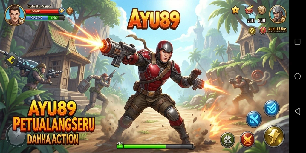 Screenshot gameplay AYU89 menampilkan pertarungan seru di medan tempur.