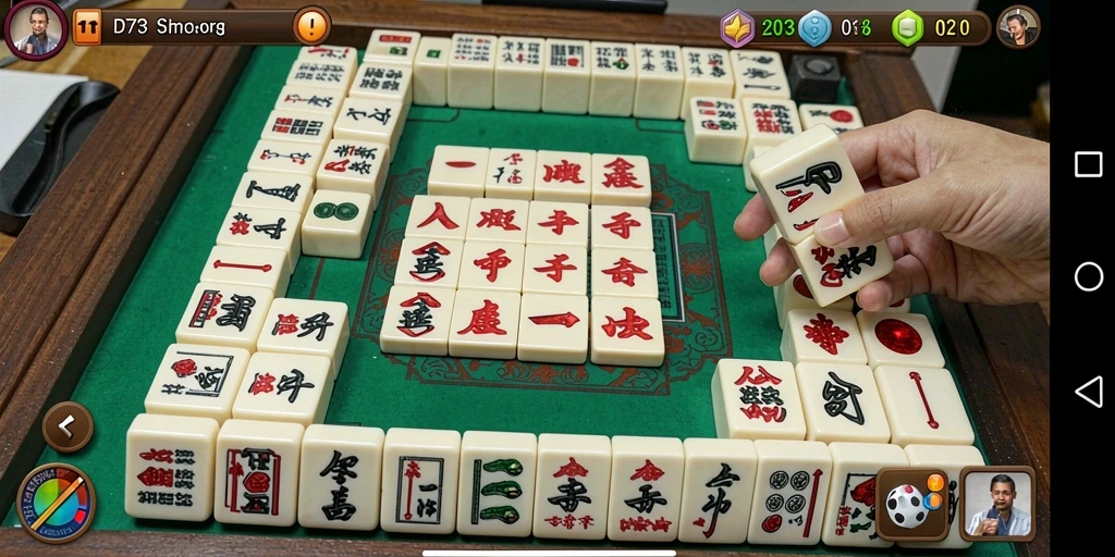 Screenshot gameplay D73 yang menampilkan tantangan Mahjong yang menarik dan seru.