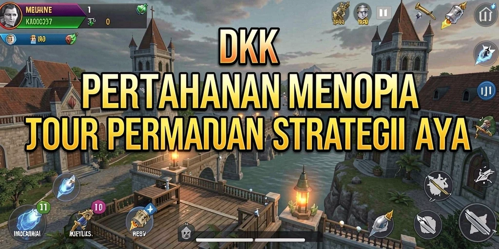 Screenshot gameplay DKK menampilkan aksi menara bertahan melawan gelombang musuh.
