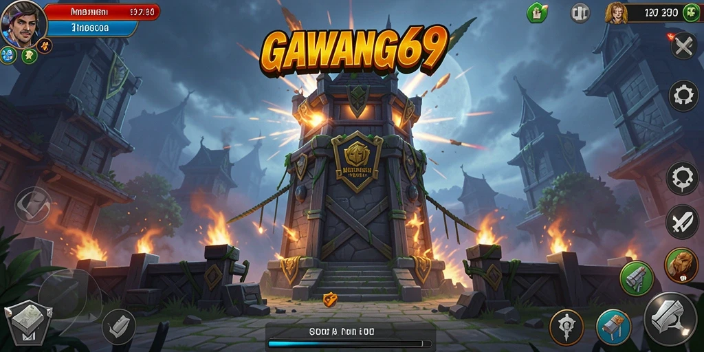 Tangkapan layar utama GAWANG69 menampilkan aksi menegangkan dalam Tower Defense.