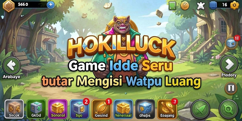 Screenshot HOKILUCK menampilkan karakter dan pengumpulan idle yang menarik.