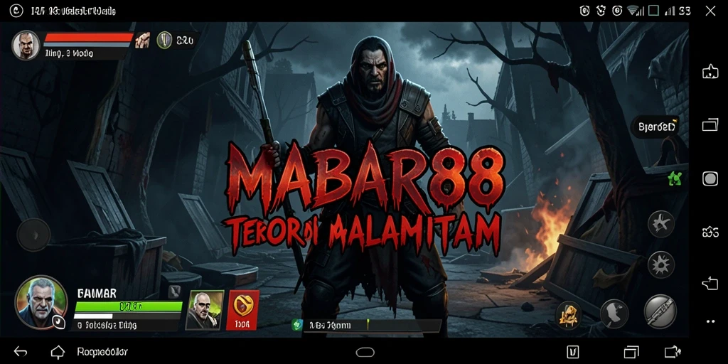 Tampilan gameplay MABAR88 menampilkan suasana mencekam dan aksi seram yang mendebarkan.