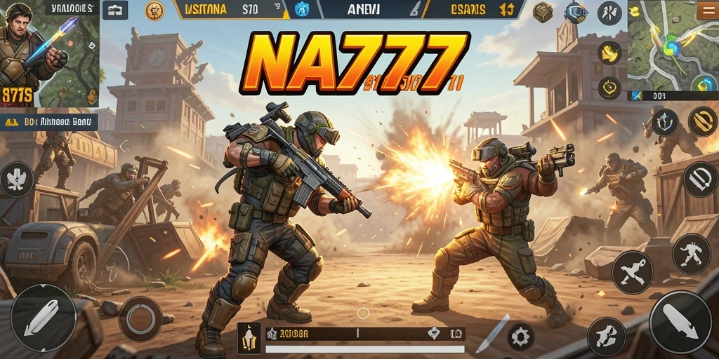 Gameplay seru NA777 di arena Battle Royale.