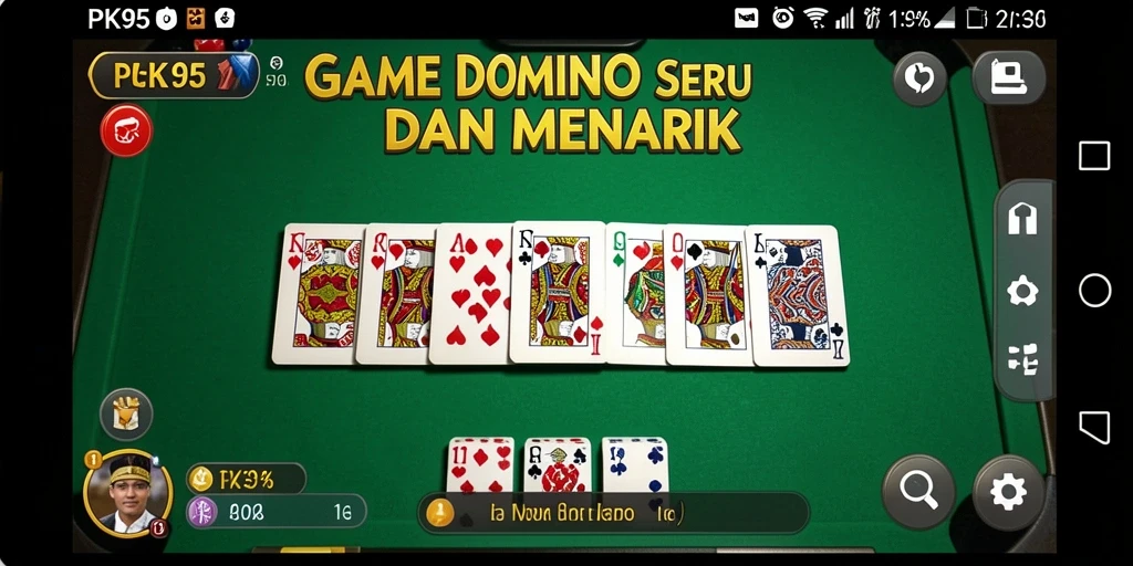 Screenshot gameplay PK95 yang menampilkan suasana permainan Domino yang seru.