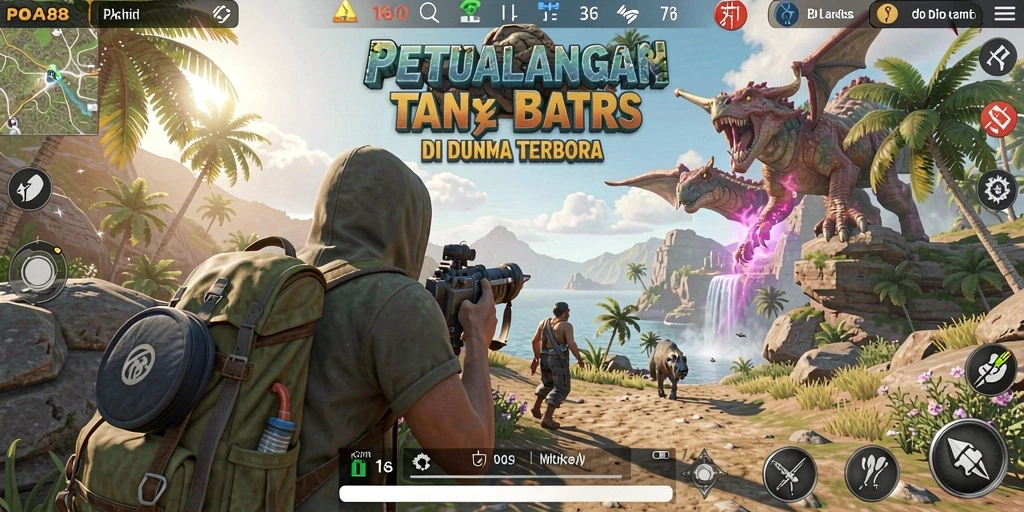 Screenshot gameplay <strong>POA88</strong> menampilkan petualangan di dunia terbuka yang luas.