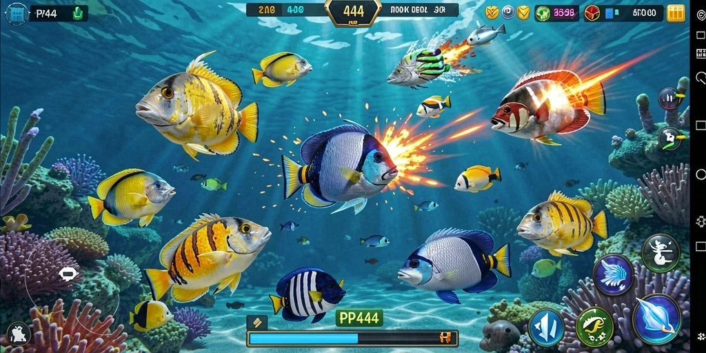 Tampilan gameplay seru taman bawah laut di PP444.