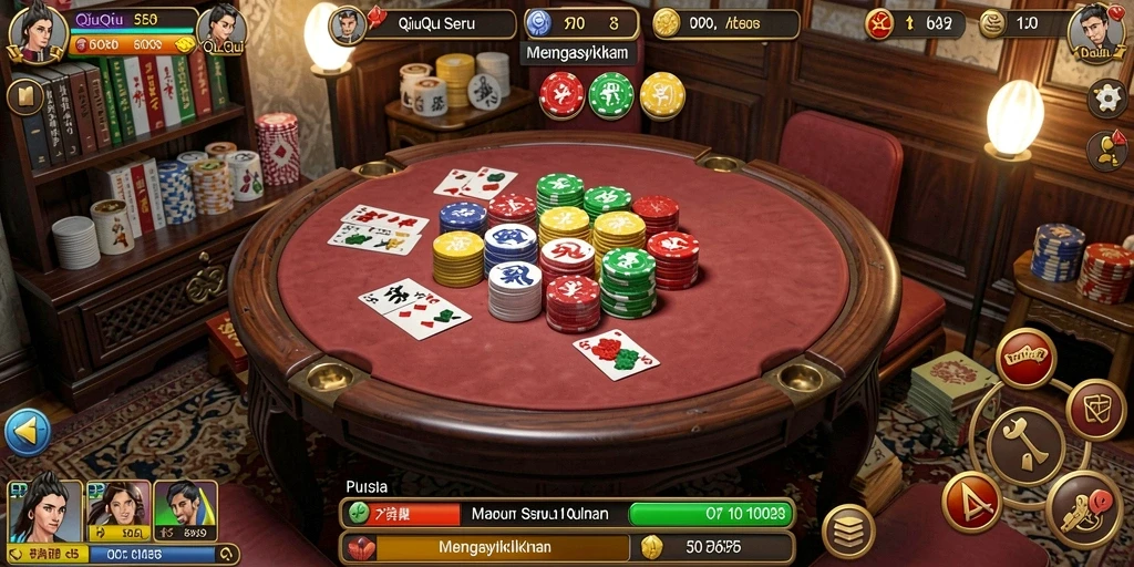 Screenshot gameplay PP7 yang menunjukkan momen seru permainan QiuQiu.