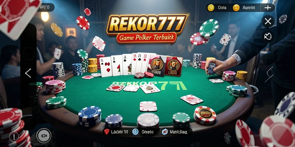 Screenshot gameplay menarik dari REKOR777 yang menunjukkan aksi poker seru.