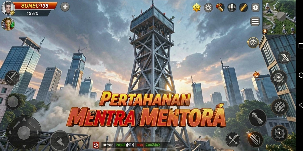 Screenshot menampilkan gameplay menegangkan dari SUNEO138 Tower Defense.