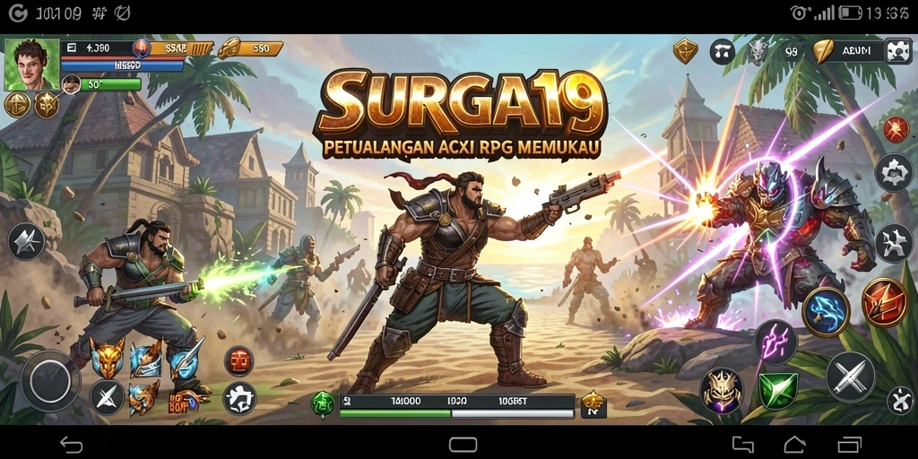 Screenshot gameplay SURGA19 menampilkan aksi pertarungan yang seru.